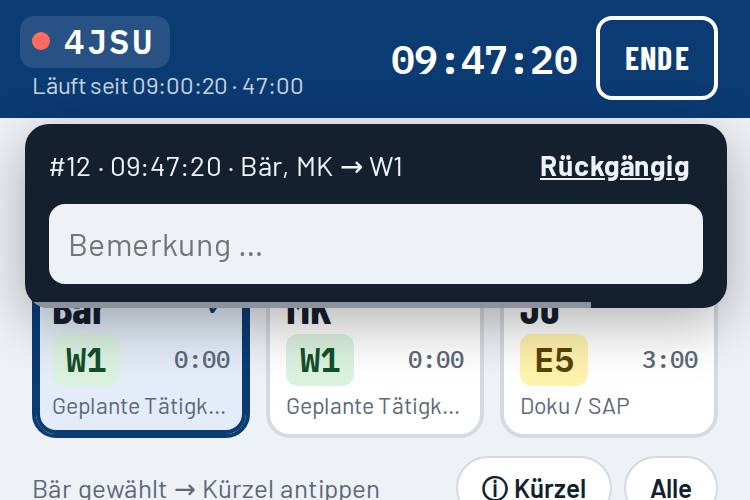 Hinweis bei fehlender Verbindung: Einträge werden auf dem Handy gespeichert